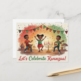 Postal Cartão de Boas Festas Kinara de Kwanzaa