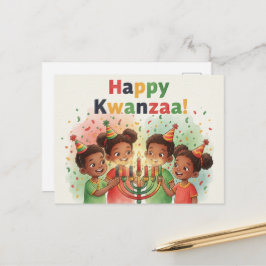 Postal Cartão de Boas Festas Kwanzaa Kinara