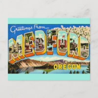 Cartão de Boas-vindas Antigo de Medford Oregon