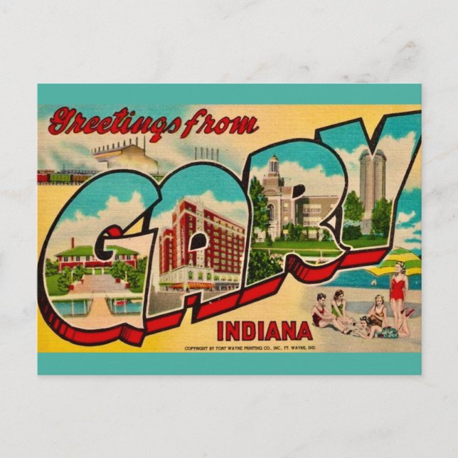 Postal Cartão de Boas Vindas de Gary Indiana (Frente)