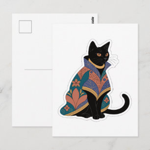 Postal Cartão de Boas-Vindas de Gato Botânico em Tom de J
