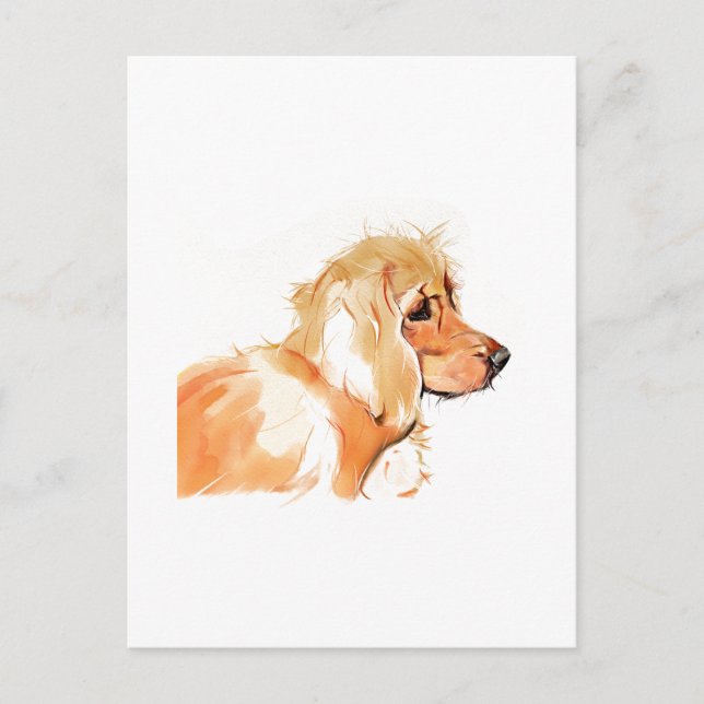 Postal Cartão de Boas-Vindas do Cocker Spaniel, Aquarela (Frente)