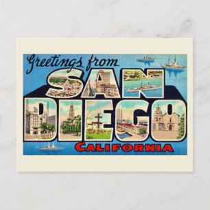 Postal Cartão de Boas-Vindas Retro de San Diego