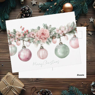 Postal Cartão de Bolas de Natal Festivas e Elegantes