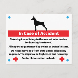 Postal Cartão De Cães Em Caso De Emergência: Doberman