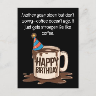 Postal Cartão de Café de Aniversário: Desejos Bonitos