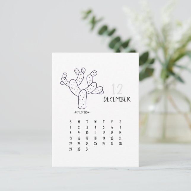 Postal Cartão de Calendário de Cactus Personalizável de D (Em pé/Frente)
