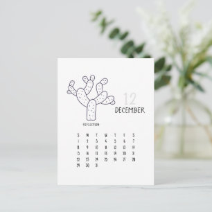 Postal Cartão de Calendário de Cactus Personalizável de D