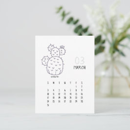 Postal Cartão de Calendário Personalizável Cactus 2024 de