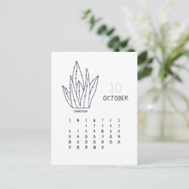 Postal Cartão de Calendário Personalizável do Cactus 2024