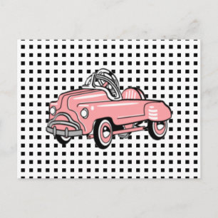 Postal Cartão de carro PEDAL PINK PINK VINTAGE Personaliz