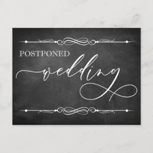 Postal Cartão de Casamento Adiado para Chalkboard e Tipog