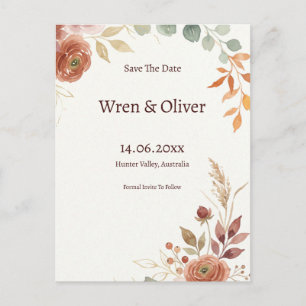 Postal Cartão de casamento com ramo de oliveira botânico