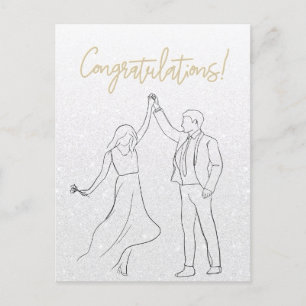 Postal Cartão de Casamento de Parabéns Branco na moda