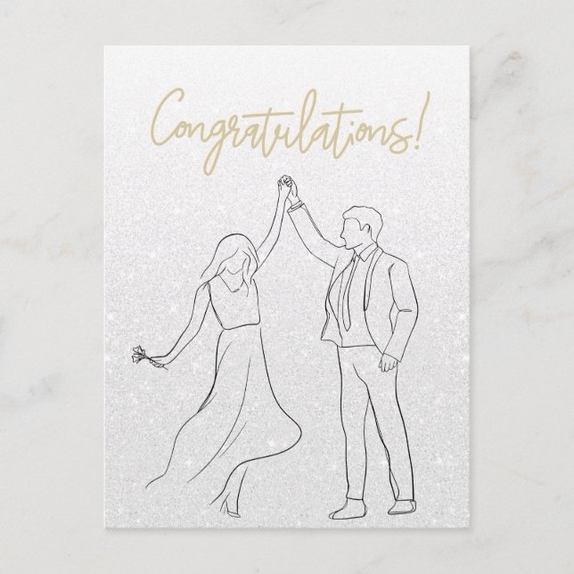 Postal Cartão de Casamento de Parabéns Branco na moda (Frente)