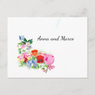 Postal Cartão de casamento floral