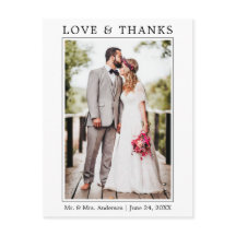 Cartão de Casamento Foto Amor Obrigado Minimalista