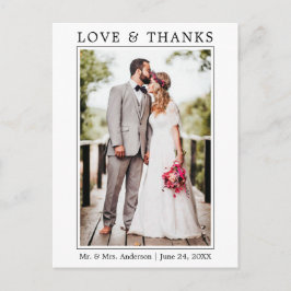 Postal Cartão de Casamento Foto Amor Obrigado Minimalista