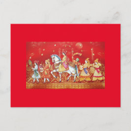Postal cartão de casamento índio