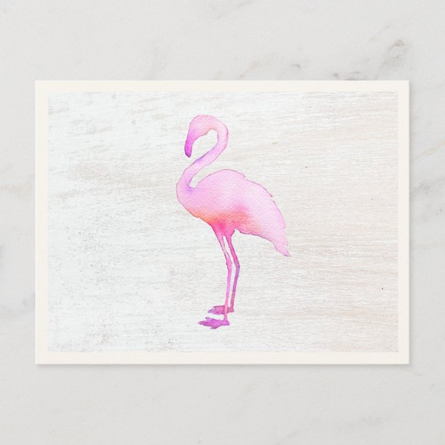 Postal Cartão de Chamada Flamingo, Cor de Água Rosa (Frente)