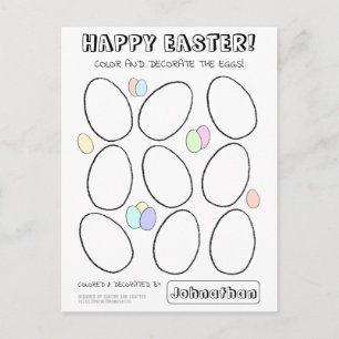Postal Cartão de Colorir Ovo de Páscoa com Nome Personali