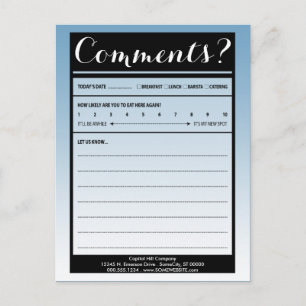 Postal cartão de comentário da lista de correspondência c
