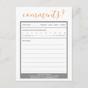 Postal cartão de comentário da lista de e-mail