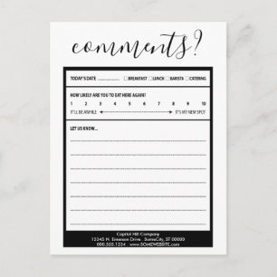 Postal cartão de comentário da lista de e-mail