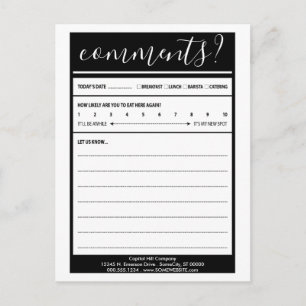 Postal cartão de comentário da lista de endereçamento