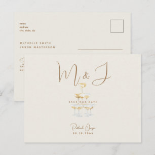 Postal Cartão de Compromisso de Casamento Bege Moderno em