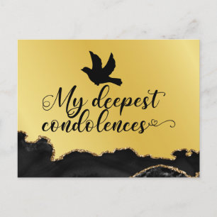 Postal Cartão de condolências Tema Preto e Dourado