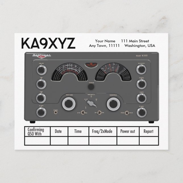 Postal Cartão de Confirmação NC-183D Rádio Transceptor Cl (Frente)