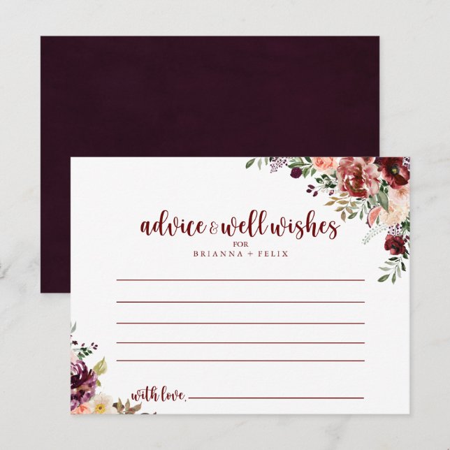 Postal Cartão de Conselho de Casamento Floral de Verão Rú (Frente/Verso)