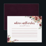 Postal Cartão de Conselho de Casamento Floral de Verão Rú<br><div class="desc">Este cartão de conselho de casamento floral de verão rústico é perfeito para um casamento moderno. O design apresenta flores em aquarela burgundy, rosa e blush com folhas verdes em um fundo manchado de marrom. Esses cartões são perfeitos para um casamento, chá de noiva, chá de bebê, festa de formatura...</div>