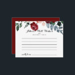 Postal Cartão de Conselho de Casamento Floral Rosa Borgon<br><div class="desc">Este cartão de conselho de casamento floral rosa borgonha azul-marinho é perfeito para um casamento rústico. O design apresenta peônias rosa, blush, azul-marinho, azul e borgonha aquareladas, rosas com folhagem verde organizadas de forma elegante em buquês. Esses cartões são perfeitos para um casamento, chá de noiva, chá de bebê, festa...</div>