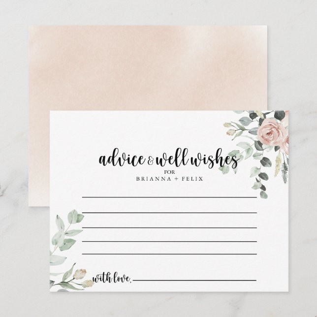 Postal Cartão de Conselho de Casamento Floral Rosa Clássi (Frente/Verso)