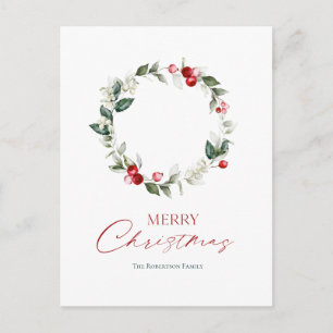 Postal Cartão de Coroa de Natal Elegante
