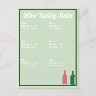 Postal Cartão de Degustação de Vinho