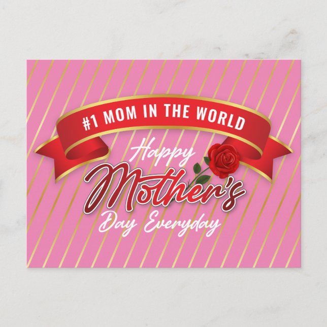 Postal Cartão de Dia das Mães com Banner Elegante (Frente)