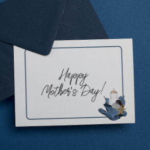 Postal Cartão de Dia de as mães azul da íris azul do ocea