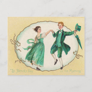 Postal Cartão de Dia de São Patrício de Dança Vintage