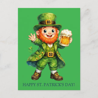 Postal Cartão de Dia de São Patrício do Leprechaun Sortud