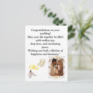 Postal Cartão de Felicitações de Casamento Elegante Fl