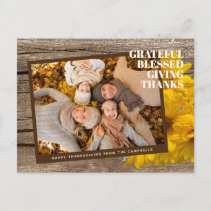Postal Cartão de Feriado de Obrigados Grateful Com Abenço