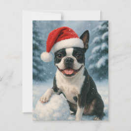 Postal Cartão de Férias Boston Terrier