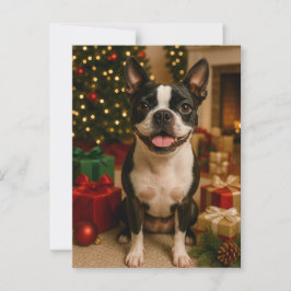Postal Cartão de Férias Boston Terrier