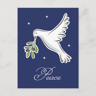 Postal Cartão de férias com pomba branca com texto "Paz"