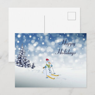 Postal Cartão de Férias de Natal com Boneco de Neve