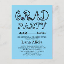 Cartão de Festa de Graduação Simples Preto e Branc