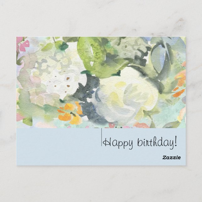 Postal cartão de flores de aquarela de verão (Verso)